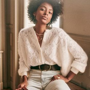 New Sezane Phoebe Cardigan, Size M, Ecru